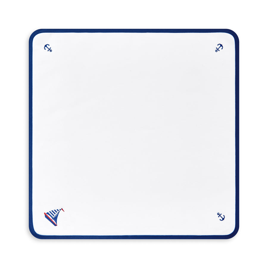 Coastal Napkin, Embroidered Nautical Yacht, Navy Blue, 20