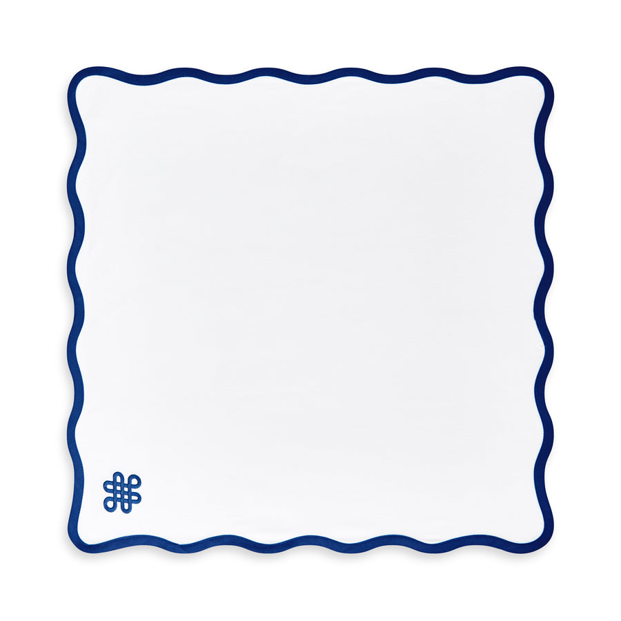 Coastal Napkin, Embroidered Endless Knot, Navy Blue, 20