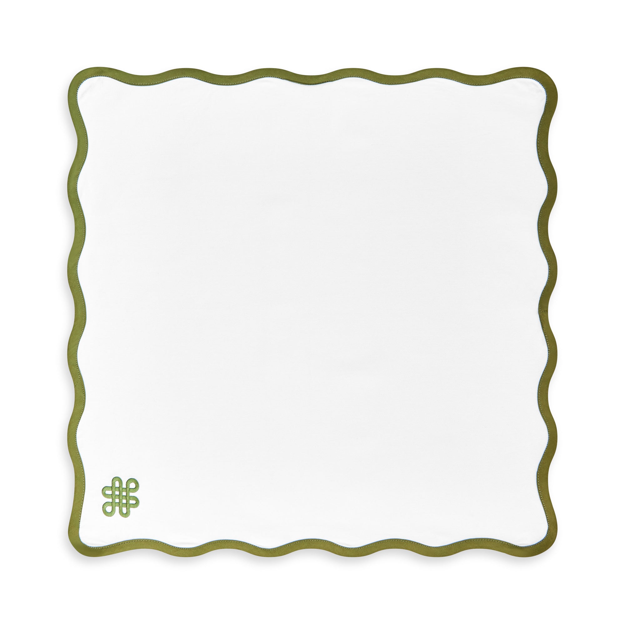 Coastal Napkin, Embroidered Endless Knot, Green, 20&quot;x20&quot;