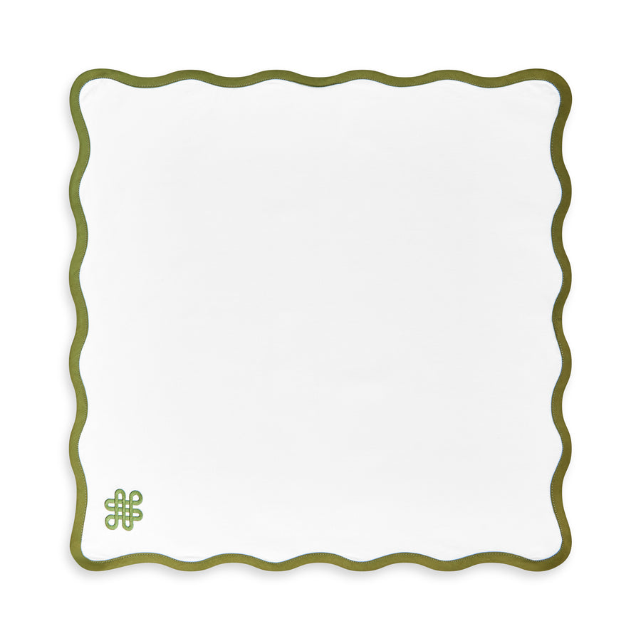 Coastal Napkin, Embroidered Endless Knot, Green, 20