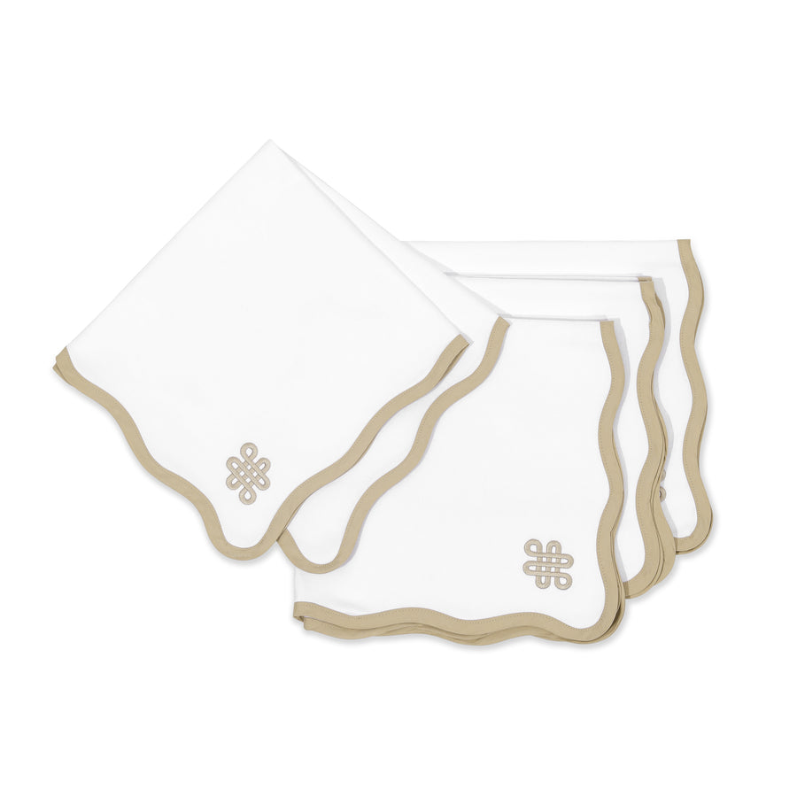 Coastal Napkin, Embroidered Endless Knot, Neutral Tan, 20