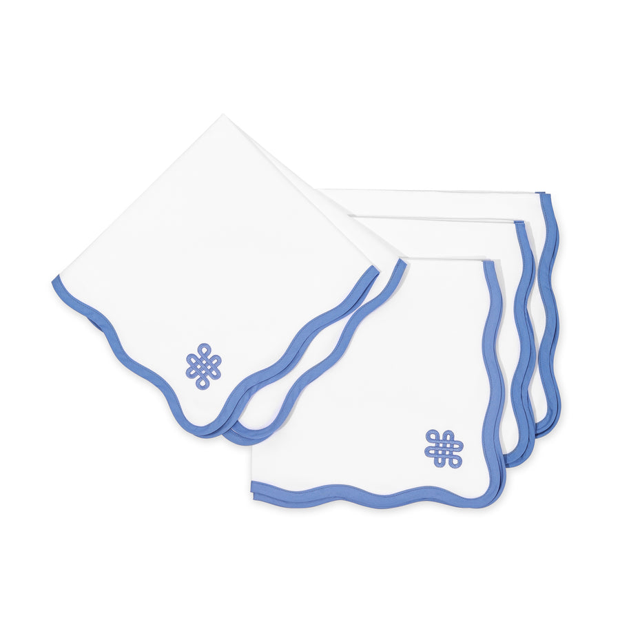 Coastal Napkin, Embroidered Endless Knot, Cornflower Blue, 20