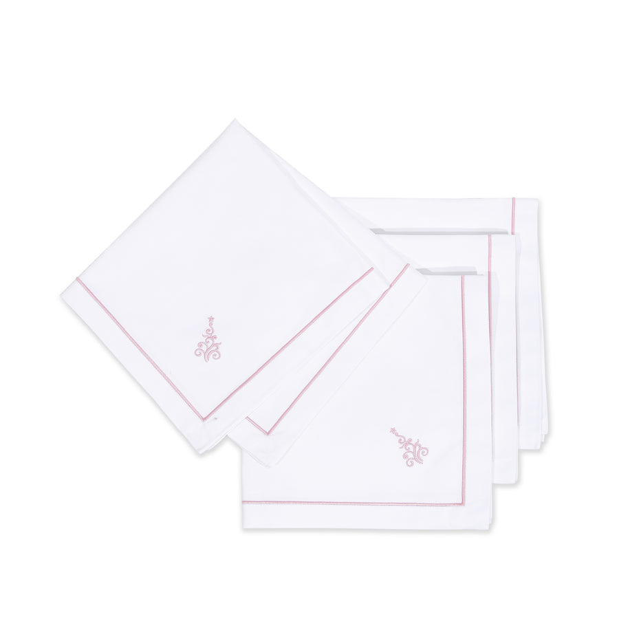 Christams Coastal Napkin, Embroidered Christmas Tree, Blush Pink, 20