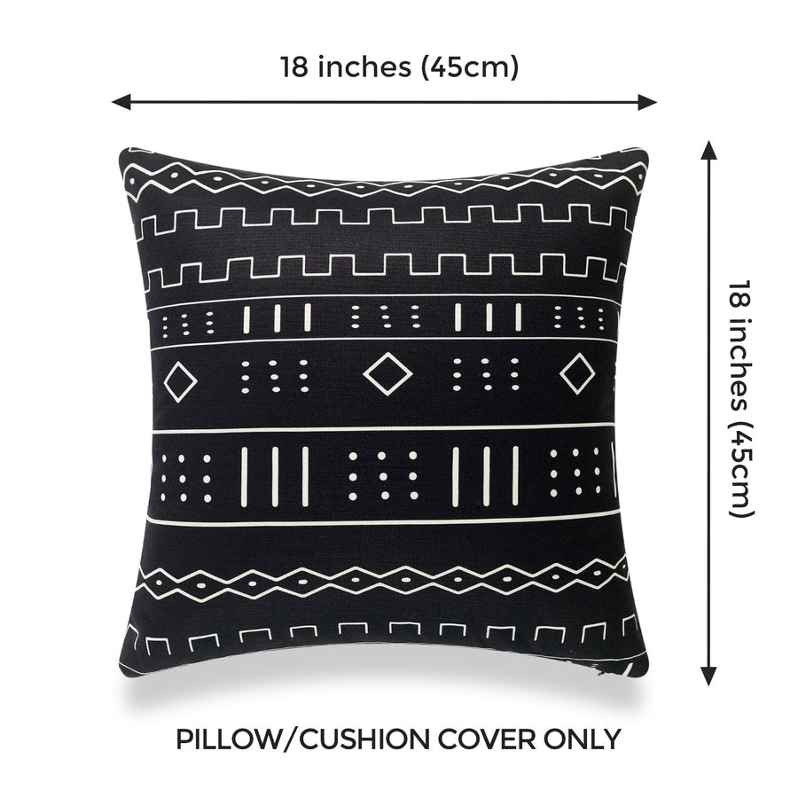 Mud Cloth Pillow Covers, Dots and Dashes, Black | Hofdeco