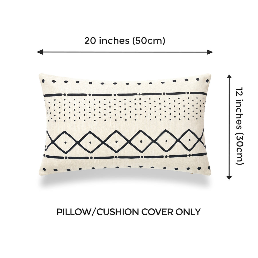 Mudcloth Pillow Cover, Dots and Dashes, Natural | Hofdeco