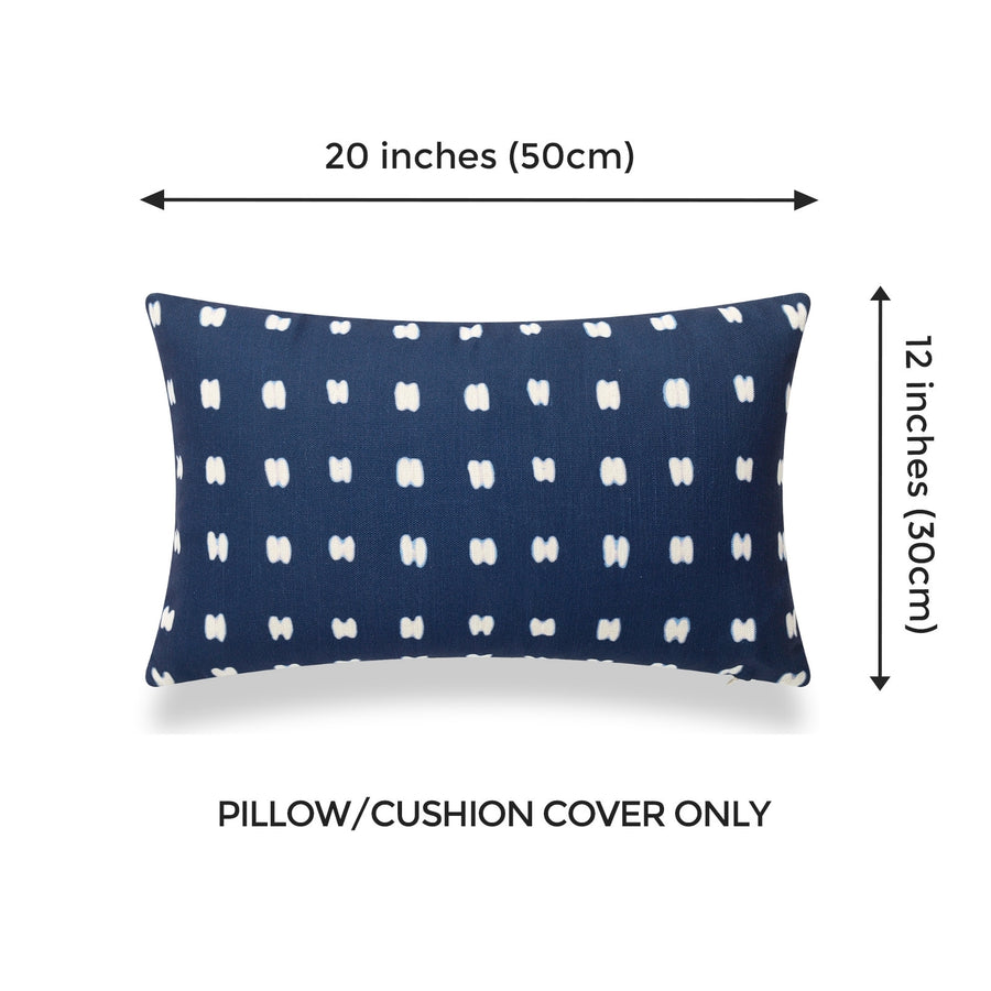 Indigo Mud Cloth Lumbar Pillow Cover, Shibori Inspired Print D, 12