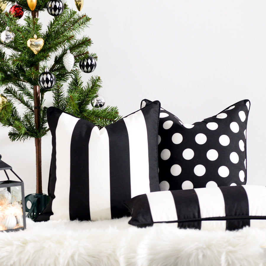 Black and White Outdoor Pillow Cover, Stripes, 18